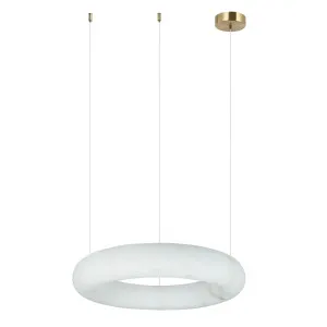 Zambelis Zeus Halo Alabaster Ring LED Pendant with Brass Accent - Small by Zambelis Lights, a Lighting for sale on Style Sourcebook
