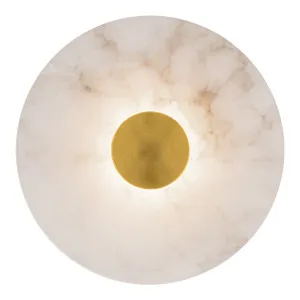 Zambelis Zeus Alabaster Round LED Wall Light with Metal Disc Accent - Brass by Zambelis Lights, a Wall Lighting for sale on Style Sourcebook