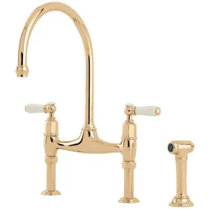 Shaws by Perrin & Rowe Pendleton Kitchen Mixer with Rinse Polished Brass AUSH4173BRWPC-3 by Shaws by Perrin & Rowe, a Kitchen Taps & Mixers for sale on Style Sourcebook