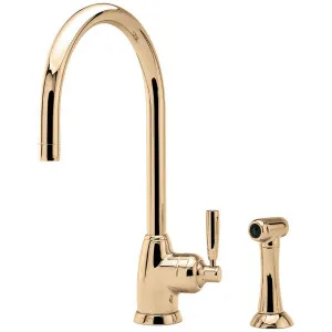 Shaws by Perrin & Rowe Roeburn Kitchen Mixer with Rinse Polished Brass AUSH4846BR-3 by Shaws by Perrin & Rowe, a Kitchen Taps & Mixers for sale on Style Sourcebook