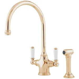 Shaws by Perrin & Rowe Ribble Kitchen Mixer with Rinse Polished Brass AUSH4360BRWPC-3 by Shaws by Perrin & Rowe, a Kitchen Taps & Mixers for sale on Style Sourcebook