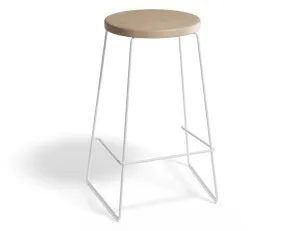 Hugo Bar Stool - White - Natural Seat - 68cm Kitchen Height Round Seat by Bent Design, a Stools for sale on Style Sourcebook