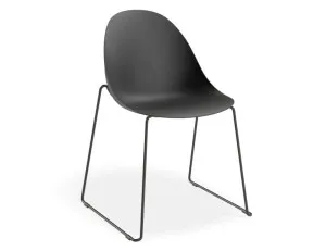 Pebble Chair Black with Shell Seat - Sled Stackable Base by Level, a Chairs for sale on Style Sourcebook