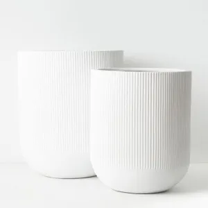 Pot Linear (Set of 2) White (FI9411WH) by Floral Interiors, a Baskets, Pots & Window Boxes for sale on Style Sourcebook