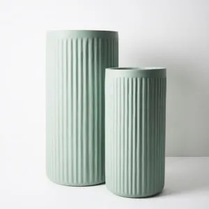 Pot Pleat Cylinder Tall (Set of 2) Sage (FI9224SG) by Floral Interiors, a Baskets, Pots & Window Boxes for sale on Style Sourcebook