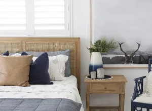 Harrison Cane Queen Bedhead - Weathered Oak by Azure Interiors, a Bed Heads for sale on Style Sourcebook