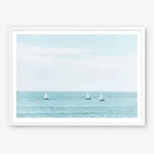 Three Sailboats Art Print by The Print Emporium, a Prints for sale on Style Sourcebook