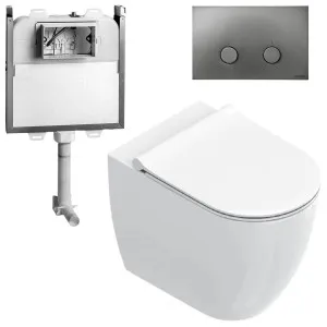 Catalano Sfera Wall Faced Toilet Suite with Slim Soft Close Seat - Includes Rogerseller Cistern & Flushplate Graphite SFERAWFSLGR by Catalano, a Toilets & Bidets for sale on Style Sourcebook