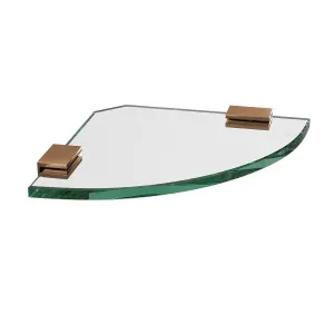 Glass Corner Shelf 200x200x10mm w/ Titanium Bronze Clips by Highgrove Bathrooms, a Shelves & Hooks for sale on Style Sourcebook