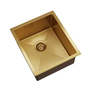BURAZZO Inset / Undermount Embossed Single Bowl Sink 390mm Brushed Brass by Highgrove Bathrooms, a Kitchen Sinks for sale on Style Sourcebook