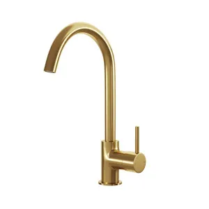 SPIN Gooseneck Sink Mixer Brushed Brass by Highgrove Bathrooms, a Bathroom Taps & Mixers for sale on Style Sourcebook