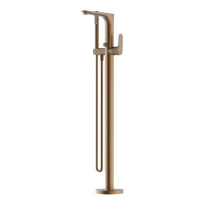 Tela Floor Bath Mixer with Hand Held Shower Brushed Copper by Haus25, a Bathroom Taps & Mixers for sale on Style Sourcebook