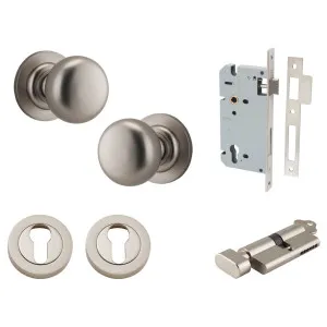 Cambridge Knob Round Rose Entrance Kit w Separate High Security Lock Satin Nickel by Iver, a Door Hardware for sale on Style Sourcebook