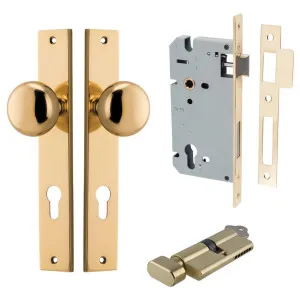 Cambridge Knob Rectangular Backplate Entrance Kit w High Security Lock Polished Brass by Iver, a Door Hardware for sale on Style Sourcebook