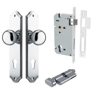 Cambridge Knob Shouldered Backplate Entrance Kit w High Security Lock Polished Chrome by Iver, a Door Hardware for sale on Style Sourcebook