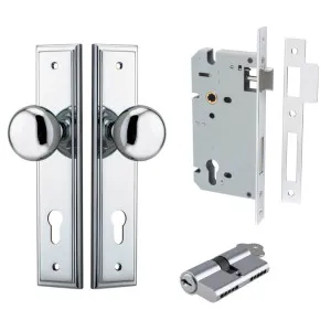 Cambridge Knob Stepped Backplate Entrance Kit w High Security Lock Polished Chrome by Iver, a Door Hardware for sale on Style Sourcebook
