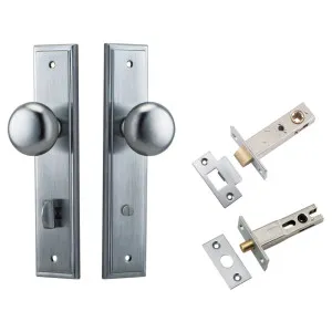 Cambridge Knob Stepped Backplate Privacy Kit w Privacy Turn Brushed Chrome by Iver, a Door Hardware for sale on Style Sourcebook