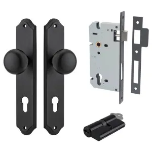 Cambridge Knob Shouldered Backplate Entrance Kit w High Security Lock Matt Black by Iver, a Door Hardware for sale on Style Sourcebook