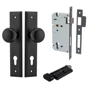 Cambridge Knob Stepped Backplate Entrance Kit w High Security Lock Matt Black by Iver, a Door Hardware for sale on Style Sourcebook