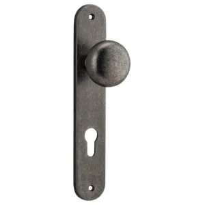 Cambridge Knob Oval Backplate Distressed Nickel by Iver, a Door Hardware for sale on Style Sourcebook
