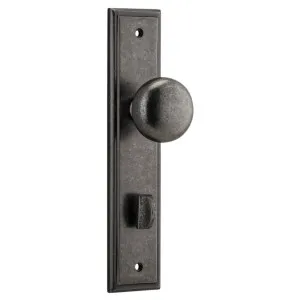 Cambridge Knob Stepped Backplate Distressed Nickel by Iver, a Door Hardware for sale on Style Sourcebook