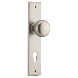Cambridge Knob Satin Nickel Chamfered Backplate by Iver, a Door Hardware for sale on Style Sourcebook
