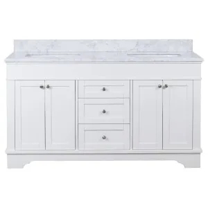 Fremont Marble Top Small Double Vanity, White by Schots, a Vanities for sale on Style Sourcebook