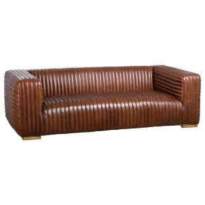 Harmon 2.5 Seat Havana Brown Leather Sofa w Timber Feet by Schots, a Sofas for sale on Style Sourcebook