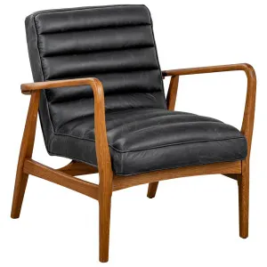 Panton Leather & Oak Armchair, Vintage Black by Schots, a Chairs for sale on Style Sourcebook