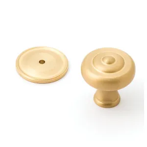 Decade 38mm Fluted Knob & Backplate, Satin Brass by Castella, a Cabinet Hardware for sale on Style Sourcebook
