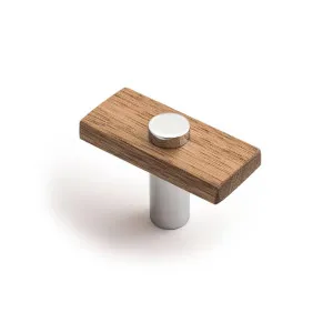 Lenah 50mm T-Bar Handle, Tasmanian Oak & Polished Chrome Face Caps by Castella, a Cabinet Hardware for sale on Style Sourcebook