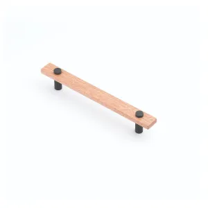 Lenah 160mm Cabinet Handle, Tasmanian Oak & Matt Black Face Caps by Castella, a Door Hardware for sale on Style Sourcebook