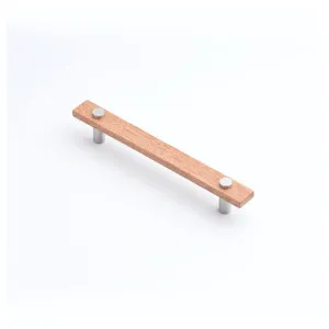 Lenah 160mm Cabinet Handle, Tasmanian Oak & Satin Chrome Face Caps by Castella, a Door Hardware for sale on Style Sourcebook