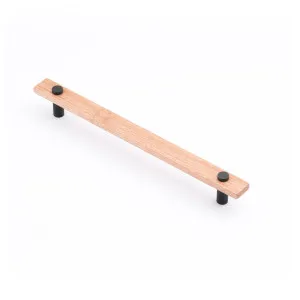 Lenah 224mm Cabinet Handle, Tasmanian Oak & Matt Black Face Caps by Castella, a Door Hardware for sale on Style Sourcebook