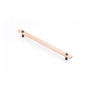 Lenah 288mm Cabinet Handle, Tasmanian Oak & Matt Black Face Caps by Castella, a Cabinet Hardware for sale on Style Sourcebook