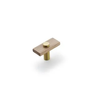 Lenah 50mm T-Bar Handle, European Beech & Brushed Gold Face Caps by Castella, a Cabinet Hardware for sale on Style Sourcebook