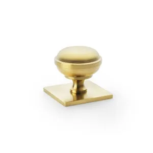 Hastings 34mm Knob on Backplate, Satin Brass PVD by Castella, a Cabinet Hardware for sale on Style Sourcebook