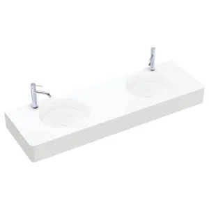 Encanto 1400 Solid Surface Wall Basin, Double Bowl, 2 Tap Holes, Matte White by Fienza, a Basins for sale on Style Sourcebook