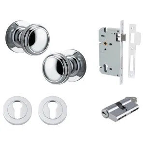 Paddington Knob Round Rose Entrance Kit w Separate High Security Lock Polished Chrome by Iver, a Door Hardware for sale on Style Sourcebook