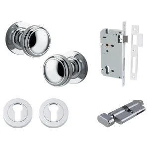 Paddington Knob Round Rose Entrance Kit w Separate High Security Lock Polished Chrome by Iver, a Door Hardware for sale on Style Sourcebook