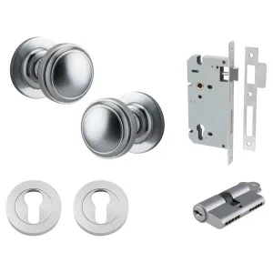 Paddington Knob Round Rose Entrance Kit w Separate High Security Lock Brushed Chrome by Iver, a Door Hardware for sale on Style Sourcebook