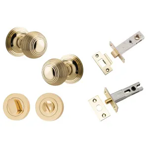 Guildford Knob Round Rose Privacy Kit with Separate Privacy Turn Polished Brass by Iver, a Door Hardware for sale on Style Sourcebook