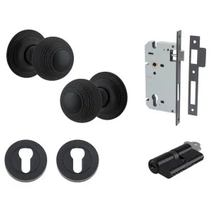 Guildford Knob Round Rose Entrance Kit w Separate High Security Lock Matt Black by Iver, a Door Hardware for sale on Style Sourcebook