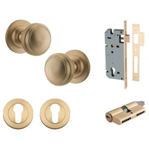 Paddington Knob Round Rose Entrance Kit w Separate High Security Lock Brushed Brass by Iver, a Door Hardware for sale on Style Sourcebook