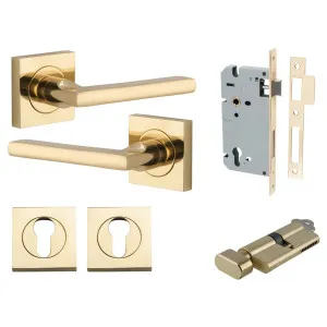 Baltimore Lever Square Rose Entrance Kit w Separate High Security Lock Polished Brass by Iver, a Door Hardware for sale on Style Sourcebook