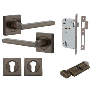Baltimore Lever Square Rose Entrance Kit w Separate High Security Lock Signature Brass by Iver, a Door Hardware for sale on Style Sourcebook