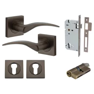 Oxford Lever Square Rose Entrance Kit w Separate High Security Lock Signature Brass by Iver, a Door Hardware for sale on Style Sourcebook