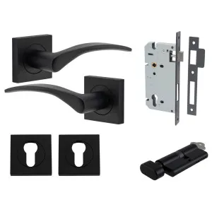 Oxford Lever Square Rose Entrance Kit w Separate High Security Lock Matt Black by Iver, a Door Hardware for sale on Style Sourcebook
