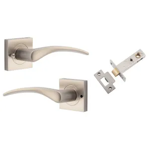 Oxford Lever Square Rose (Inbuilt Privacy) Satin Nickel by Iver, a Door Hardware for sale on Style Sourcebook