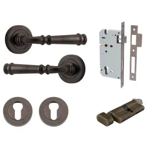 Verona Lever Round Rose Entrance Kit w Separate High Security Lock Signature Brass by Iver, a Door Hardware for sale on Style Sourcebook